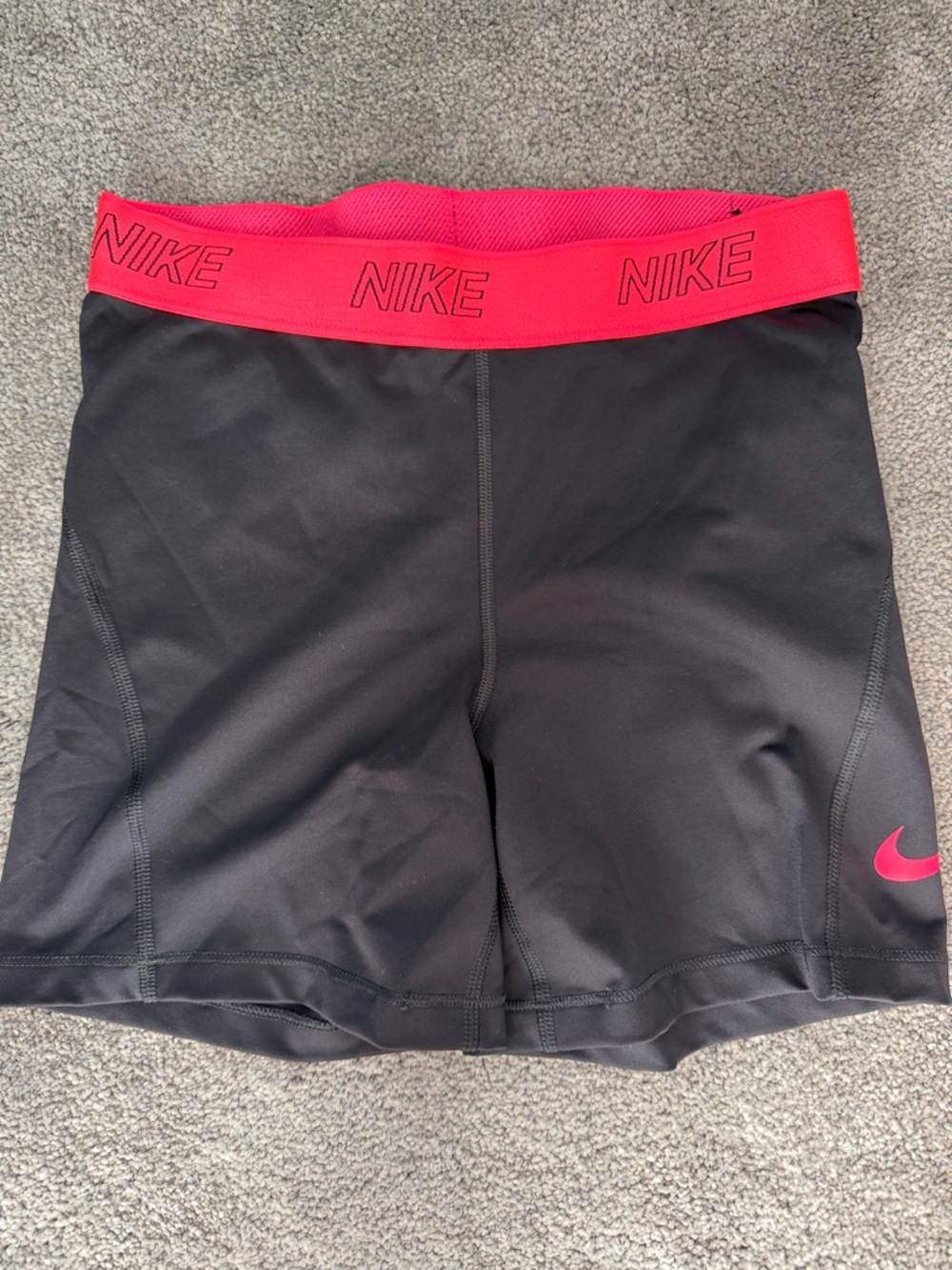 Nike Black Bike Shorts with Bright Pink Waistband